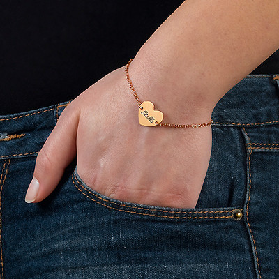 ピンクゴールド刻印ハートブレスレット | MyNameNecklace JP